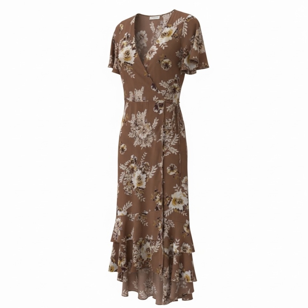 Calista brown floral midi dress, small